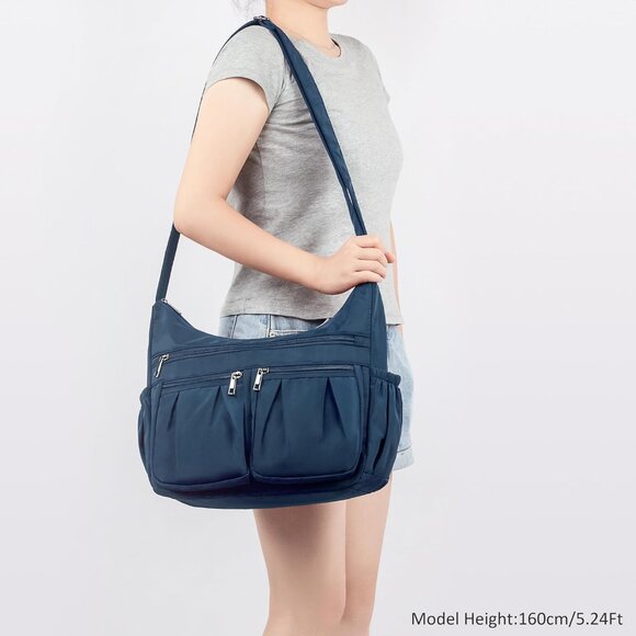 Women Dark Blue-l Nylon Water Resistant Anti Theft Travel Crossbody Shoulder Bag - Picture 2 of 7
